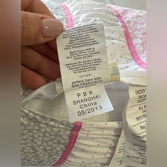 POTTERY BARN KIDS NECK ROLL PILLOW WHITE PINK | Daisies | Large Body Pillow - Picture 7 of 8